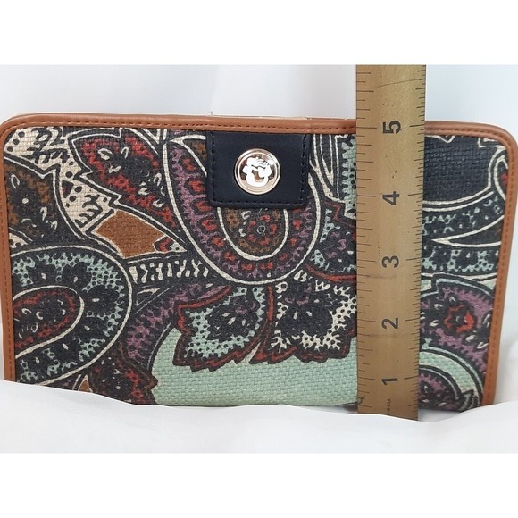 Spartina Floral Snap Wallet Daufuskie Island Brown Linen Leather Organizer - Picture 10 of 10